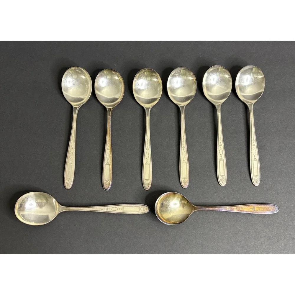 8 Oneida Community Grosvenor Gumbo Spoon Silverplate 7 1/4